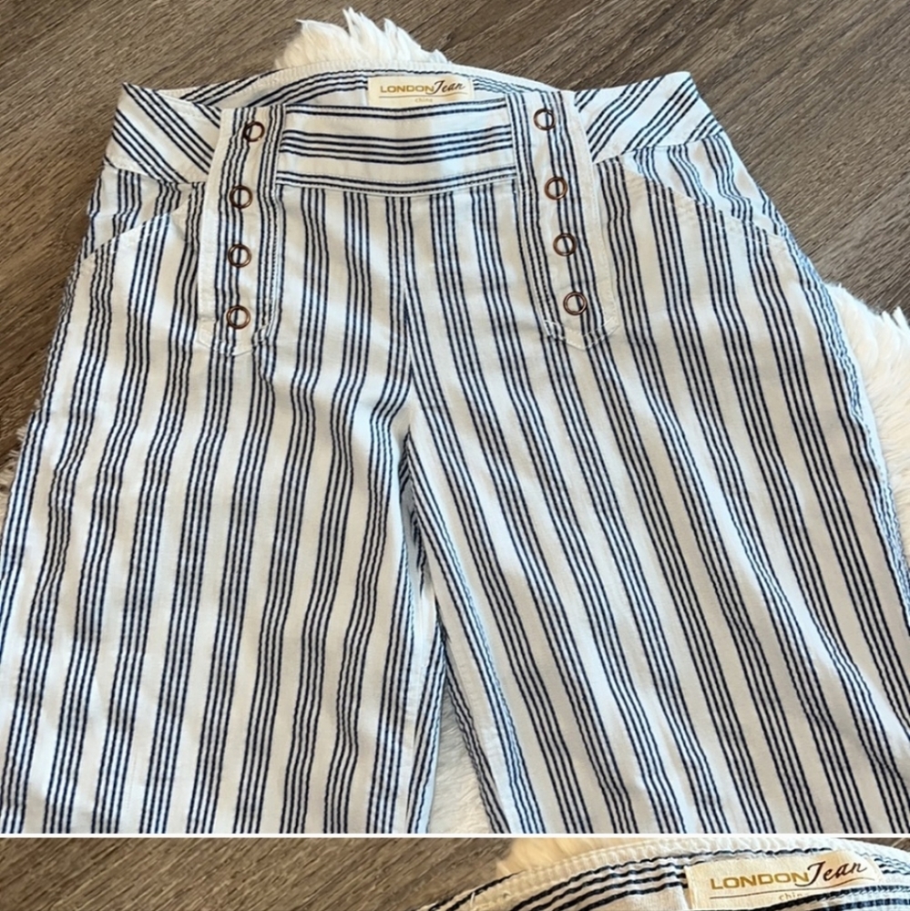 Londen Chino Low Rise Striped Pants Size 8 - Picture 3 of 4